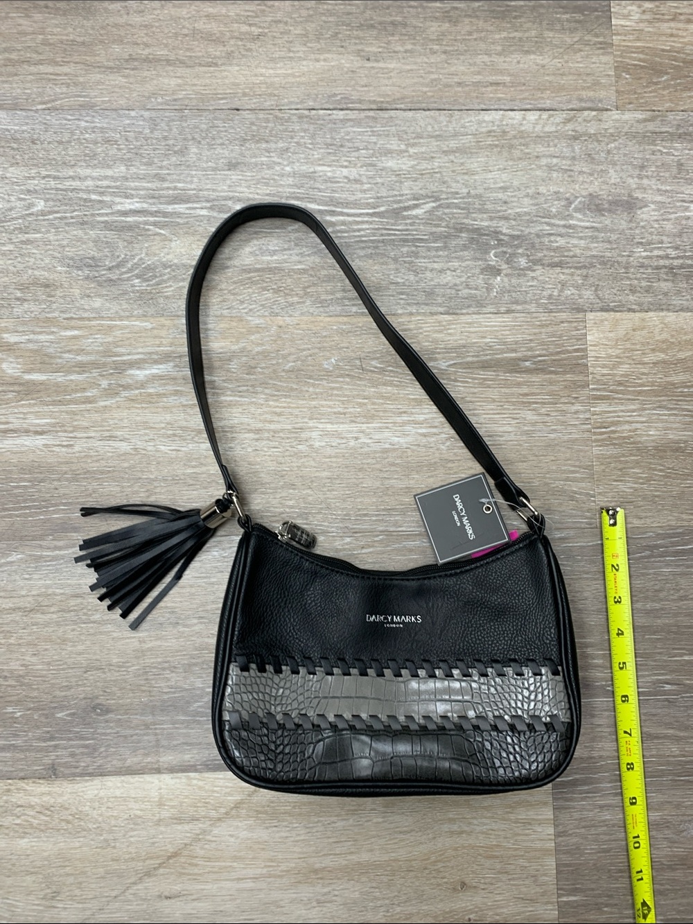Black Shoulder Bag with Tassel Accent